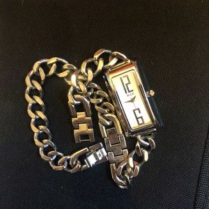 Mck Paris Silver Chain Link Wrap Bracelet Watch